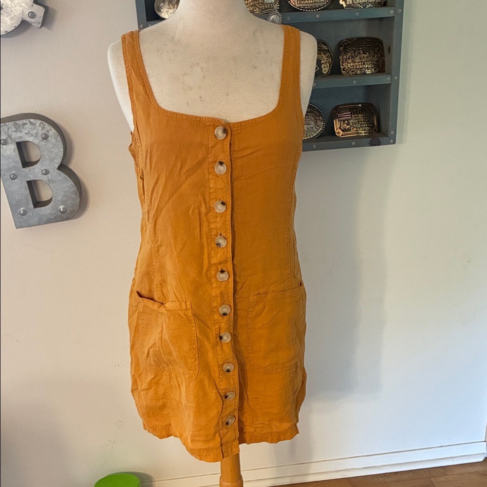 Lou & Grey Mustard Button-Down Mini Dress
